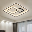 Acrylic Squared Flush Mount Fixture Nordic LED Close to Ceiling Lighting in Black, 16
