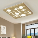 Modernist Rectangle Flush Light Fixture Acrylic LED Bedroom Flushmount in Gold, Warm/White Light