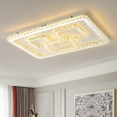 Square/Rectangle LED Flush Mount Lamp Simple Chrome Crystal Ceiling Lamp in Warm/White Light, 16.5