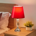 1-Bulb Fabric Table Lighting Countryside Flaxen/Red/Coffee Conical Bedroom Night Stand Lamp with Urn Base