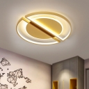 Metal Dual Semicircle Flush Mount Lamp Nordic LED Gold Flush Ceiling Light in Warm/White Light, 16.5