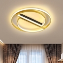 Gold Semicircle Flush Mount Modernist LED Acrylic Flush Ceiling Light in Warm/White Light, 16.5