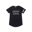 Hip Hop Boys Letter Anime Chill Print Short Sleeve Crew-neck Relaxed Fit T Shirt