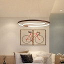 Hoop Acrylic Chandelier Pendant Light Simple LED Coffee Hanging Light Kit in White/Warm Light, 23.5