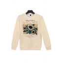 Trendy Girls' Long Sleeve Crew Neck Sunflower Print Letter ADVICE FROM A SUNFLOWER Loose Fit Pullover Sweatshirt