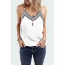 Classic Womens Tribal Printed Straps V Neck Sleeveless Loose Fit Cami Top