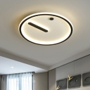 Round Acrylic Flush Light Fixture Minimalism Black and White LED Flush Mount in Warm/White Light, 12