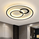 Black Rings Flush Ceiling Light Modernist LED Metallic Flush Mount Lighting in 3 Colors Light, 16