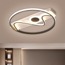 Circular Bedroom Flush Light Metallic 16