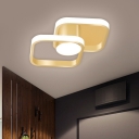 Cylinder and Circle Flush Mount Light Modern Acrylic LED Gold Flushmount Lighting in Warm/White Light