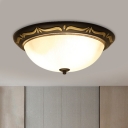 Milk Glass Dome Ceiling Flushmount Lamp Minimalist Bedroom 12.5