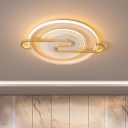 Round Metallic Flush Mount Lamp Contemporary LED Gold Flush Ceiling Light Fixture in Warm/White Light, 16.5