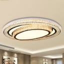 Black LED Ceiling Lamp Modern Crystal Encrusted Oval Flush Mount Lighting Fixture for Living Room