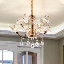 Rose Gold 8 Lights Ceiling Chandelier Modern Crystal Floweret LED Suspension Pendant