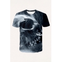 Chic 3D Tee Top Skull Smoke Pattern Short Sleeve Crew Neck Fitted T-Shirt for Men