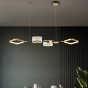 Metallic Linear Pendant Chandelier Modernism LED Hanging Lighting Fixture in Gold for Dining Room