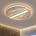 Contemporary LED Flush Mount with Metal Shade Gold Round Flush Light Fixture in Warm/White Light, 18