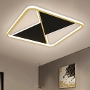 Minimalist LED Flush Mount Lamp with Acrylic Shade Gold Square Flush Ceiling Light, 16