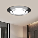 Acrylic Round Flush Light Fixture Modern LED Flush Mount Lighting in Black/Gold, Warm/White Light