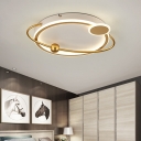Round Ceiling Mounted Light Modern Metal Gold/Black-White LED Flush Lamp Fixture in White/Warm Light, 19
