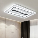 Rectangle Flush Mount Fixture Modern Metallic LED Black-White Flush Lamp in White/Warm Light
