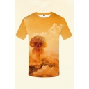 Mens 3D T-Shirt Unique Skull Cloud Pattern Slim Fitted Round Neck Short Sleeve T-Shirt