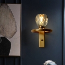 Ball Living Room Wall Light Postmodern Cut Crystal 1 Bulb Gold Sconce Lighting Fixture