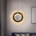 LED Ceiling Pendant Lamp Simplicity Sunflower Shaped Clear Crystal Hanging Light Fixture