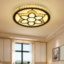 Floral/Triangle Restaurant Flush Light Clear Beveled Crystal LED Contemporary Ceiling Light in Chrome