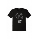 Cool Mens Japanese Letter Rabbit Graphic Short Sleeve Crew Neck Regular Fit T Shirt