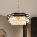 3 Layers Pendant Chandelier Modern Crystal Rectangle 9/11 Bulbs 18
