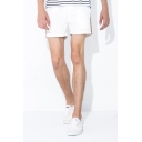 Chic Shorts Striped Pattern Tape Pocket Drawstring Mid Rise Fitted Shorts for Men