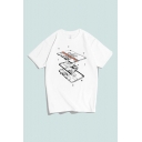 Mens Cozy T-Shirt Cartoon Tape Decomposition Pattern Short Sleeve Crew Neck oversized Tee Top