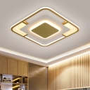 Black/Gold Square Flush Ceiling Light Modern LED Acrylic Flushmount Lighting in Warm/White/3 Color Light