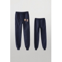 Cozy Mens Jogger Pants Cartoon Character Pattern Pocket Drawstring Cuffed Mid Rise Regular Fit 7/8 Length Jogger Pants