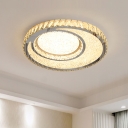 Round Flush Mount Light Contemporary Clear Crystal Chrome Finish LED Ceiling Lamp in Warm/White Light for Bedroom