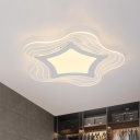 Acrylic Star/Pentagon Flush Lamp Modernist LED White Ceiling Mounted Fixture in Warm/White Light for Sleeping Room