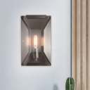 Simple 1 Light Flush Mount Wall Sconce Black Rectangle Wall Light Fixture with Metal Shade