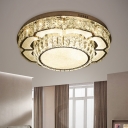 2-Tier Round/Square LED Flushmount Lamp Modern Style Chrome Clear Crystal Ceiling Mount Light