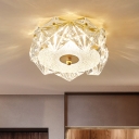 Clear Crystal Snowflake Ceiling Lamp Simplicity Foyer LED Flush Mount Light Fixture