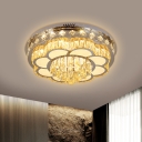 Flower Flush Mount Lighting Contemporary Faceted Glass LED Ceiling Mount Light Fixture in Stainless-Steel