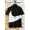 Mens Casual T-Shirt Abstract Pattern Short Sleeve Round Neck Regular Fitted T-Shirt