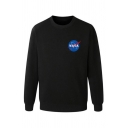 Popular NASA Logo Printed Round Neck Pullover Sweatshirt