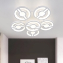 Flower-Like Semi Flush Light Contemporary Acrylic LED White Flush Mount Fixture in Warm/White/Natural Light