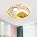 Rounded Bedroom Flush Mount Light Acrylic LED Contemporary Ceiling Mounted Fixture in Gold, 16.5