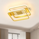 Overlapping Metallic Flush Light Fixture Modern LED Gold Flush Mount in Warm/White Light, 16.5