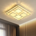 White Acrylic Square Flush Mount Ceiling Fixture Modernism LED Crystal Flush Light in Warm/White Light