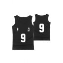 Mens Creative Number Footprint Print Sleeveless Round Neck Relaxed Fit Tank Top