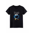 Cartoon The Cookie Monster Print Summer Short Sleeve Cotton Tee