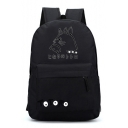 Cute Cat Cartoon Letter Printed Backpack Zippered Schoolbag